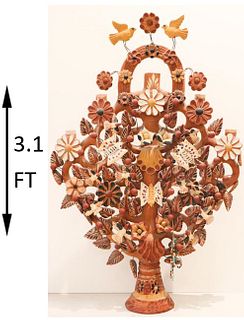 Large Mexican 'Tree of Life' Pottery Candelabra