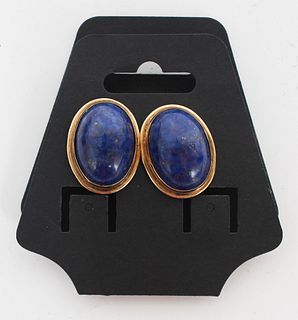 14K Lapis Lazuli Clip on Earrings