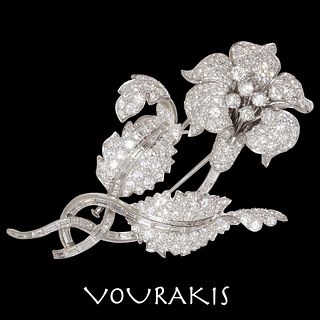 VOURAKIS, IMPRESSIVE DIAMOND FLORAL SPRAY BROOCH