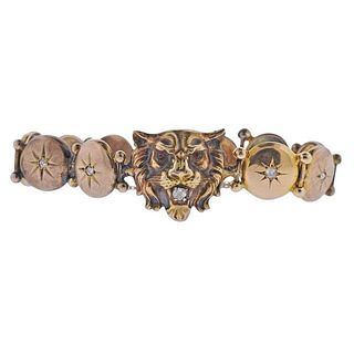 Antique Gold Diamond Lion Bracelet