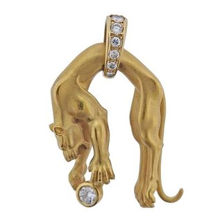 18k Gold Diamond Panther Pendant