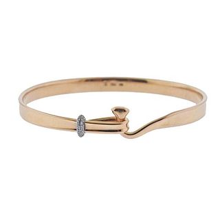 Georg Jensen Torun 18k Rose Gold Diamond Hook Bracelet