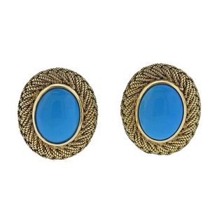 Italian 18k Gold Turquoise Earrings