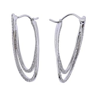 18k Gold Diamond Twisted Hoop Earrings