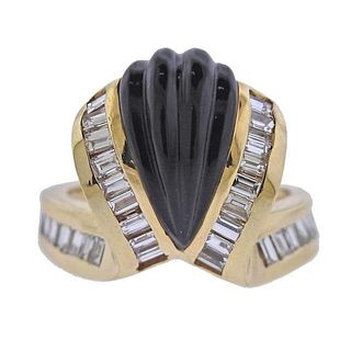14k Gold Diamond Onyx Ring