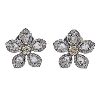 3.00ctw Diamond Flower 18k Gold Earrings