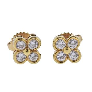Tiffany &amp; Co 18k Gold Diamond Flower Stud Earrings