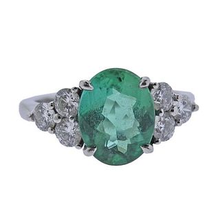 Yard Platinum Diamond Green Tourmaline Ring