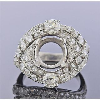 Midcentury Platinum Diamond Ring Setting