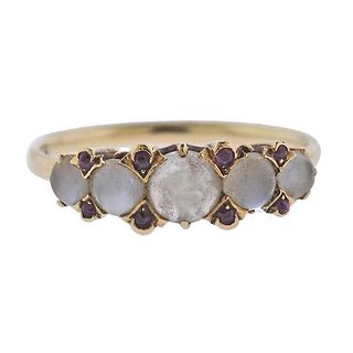 Tiffany &amp; Co Antique  14k Gold Moonstone Ruby Ring