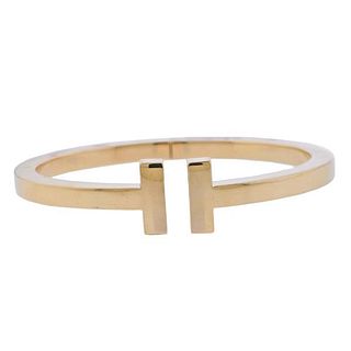 Tiffany &amp; Co T Square 18k Gold Bangle Cuff Bracelet 