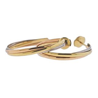 Cartier Trinity 18k Tri Color Gold Hoop Earrings