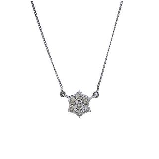 Platinum Diamond Cluster Pendant Necklace