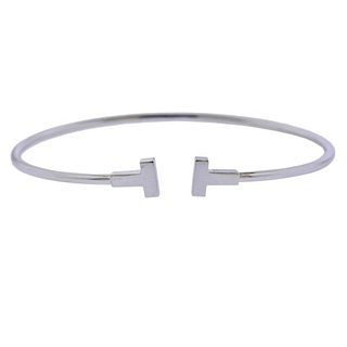 Tiffany Narrow T Wire 18k White Gold Bracelet