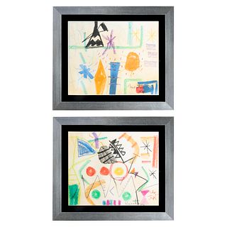 KISHIO MURATA (Japón, 1910 - México, 1992) Sin título Firmado y fechado 57 Crayón sobre papel. Piezas: 2 34 x 43 cm cada...