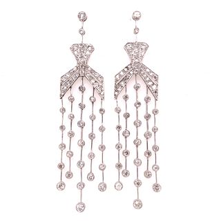 Art Deco Diamond Long Earrings