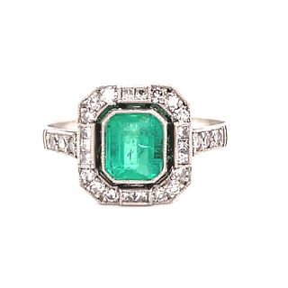 Platinum Emerald Diamond Ring