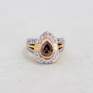 14k Brown Diamond Diamond Halo Engagement Ring