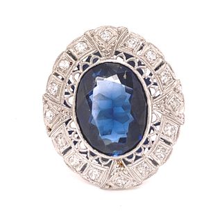 1920â€™ Platinum Diamond Sapphire RingÂ 