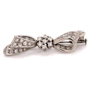 Art Deco Bow Platinum Diamond Brooch