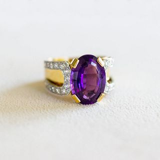 18k Amethyst & Diamond Ring