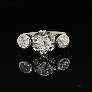 Art Deco Platinum 3 Diamond RingÂ 