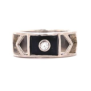 Art Deco Onyx Diamond 18k Ring