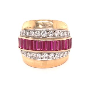 Retro Diamond Ruby 18k Pink RingÂ 
