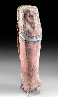 Egyptian 26th Dynasty Painted Gesso / Wood Coffin Model