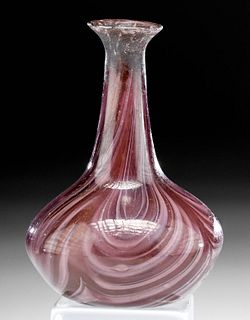 Roman Glass Flask - Aubergine & White Marble