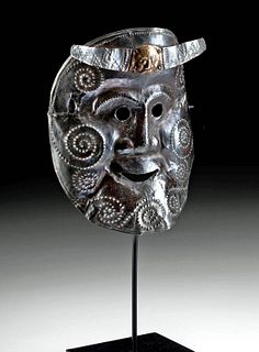 Rare 19th C. Indonesian East Timor Silver Face Mask
