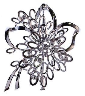 18k White Gold and Diamond Brooch