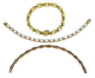 14k Yellow Gold and Semi-Precious Gemstone Bracelet Assortment