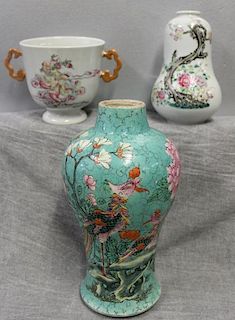 3 Antique Chinese Enamel Decorated Porcelains.