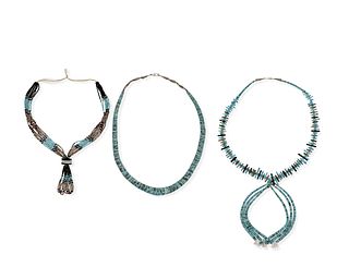 A group of Santo Domingo Pueblo style necklaces