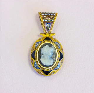 Antique Cameo Pendant with Micromosaic Bail, 18k