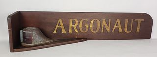 Antique Mahogany Nautical Painted Ship "Argonaut" Name Plaque