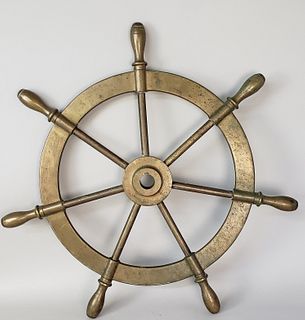 Antique Vintage Solid Brass 7-Spoke Captain's Yacht Wheel