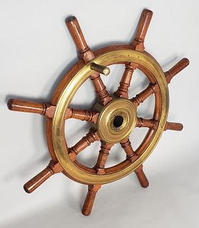 Antique Eight-Spoke Suicide Knob Ship Captain's Yacht Wheel
