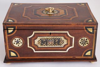 American Whaleman Made Inlaid Accoutrements Box, mid 19th Century