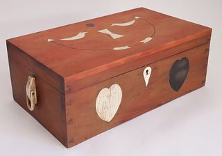 Whaleman Made Inlaid Accoutrement Box, 19th Century