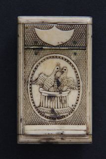 Whaleman Carved Antique Whalebone Snuff Box, mid 19th Century