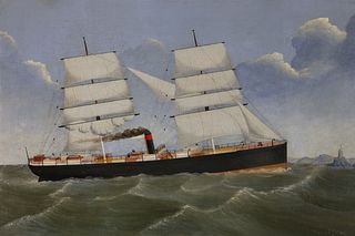 J.M. Mullen Oil on Canvas "Portrait of the Ship Colorado", circa 1871