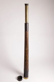 Leather, Wood and Brass Bound Long Scope, early 19th Century