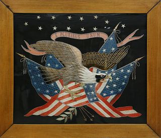 Asian Export Patriotic Eagle Embroidery, circa 1908