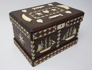 Whaleman Made Fancy Document Box, last Quarter of the 19th Century