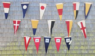 Group of 16 Vintage 1930s Nautical Signal Flag Pennants