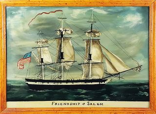 Jane Schultz Watson Reverse Painting, "Friendship of Salem"