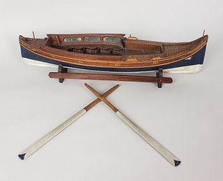 Carved and Painted Yacht Club Launch Boat Model, 19th Century