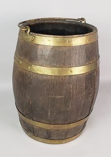 English Oak Brass Bound Ship's Barrel, 19th Century